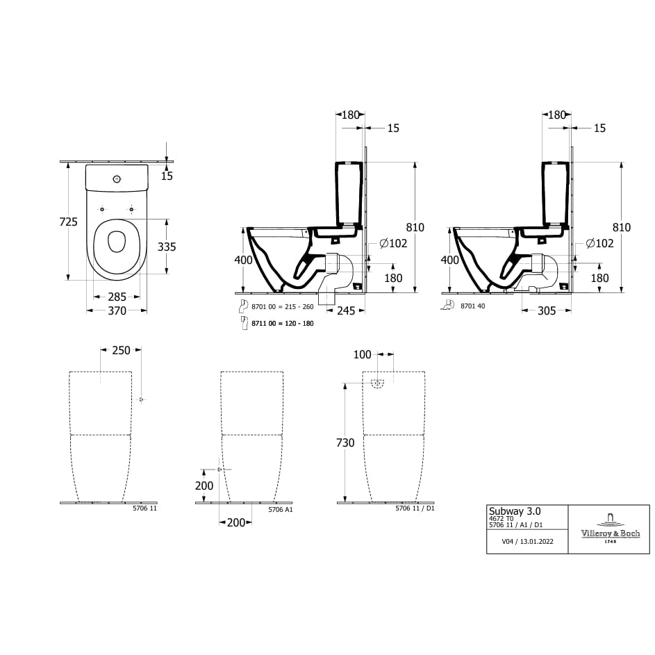 Villeroy and Boch Close Coupled Toilet Villeroy & Boch Subway 3.0 Close Coupled Toilet with Twist Flush and Soft Close Seat in White Alpin