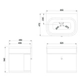 Burlington Wall Mounted Vanity Unit Burlington Chalfont 650mm Wall Mounted Single Drawer Vanity Unit with Basin