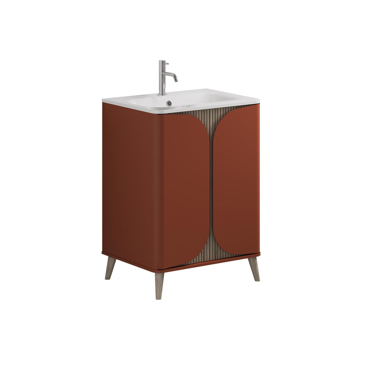 Crosswater Floor Standing Vanity Unit Crosswater Tambour 600mm Floor Standing Two Door Vanity Unit with Basin or Worktop
