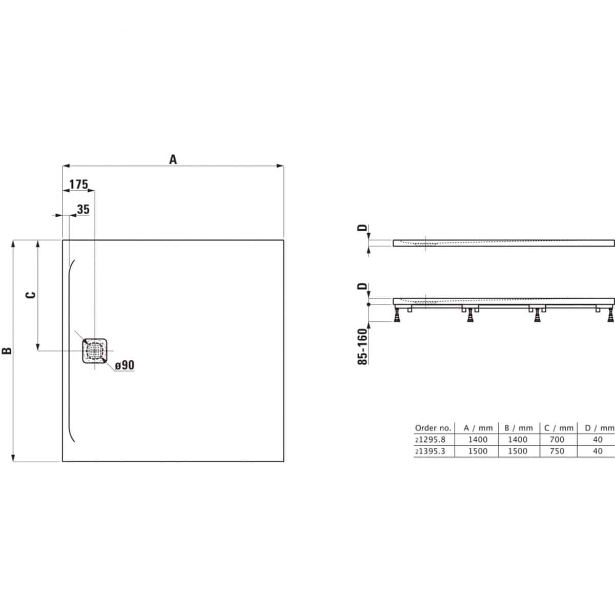 Laufen Laufen Marbond PRO Square Tray with Waste in White