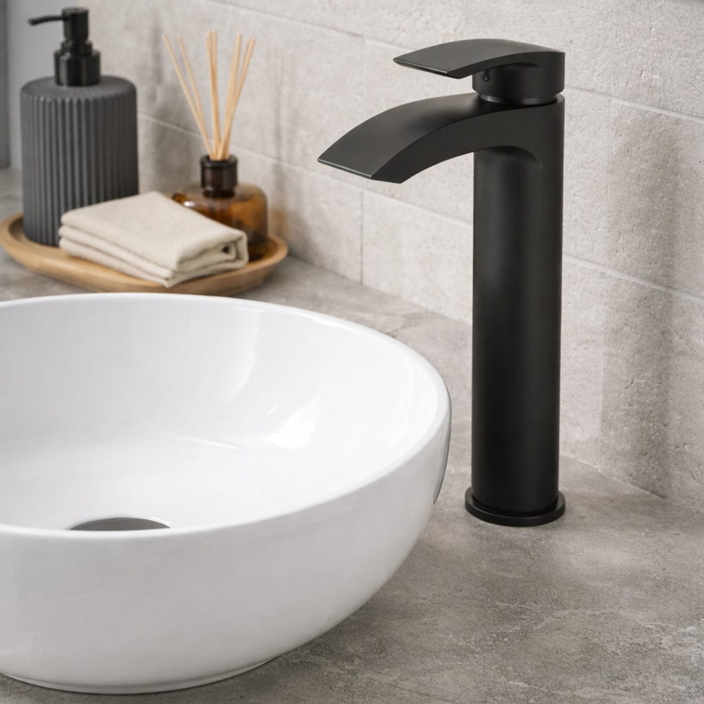 Aquarius Bathrooms Mono Basin Tap Aquarius Arc Tall Mono Basin Mixer Tap in Matt Black