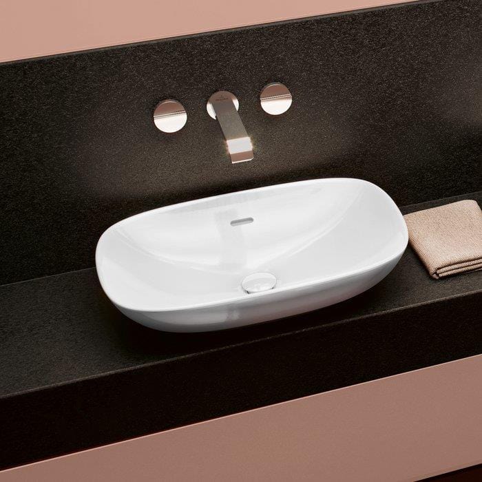 Villeroy & Boch Countertop Basin Villeroy & Boch Loop & Friends Curved Rectangular 560mm Countertop Basin (with Overflow) in White Alpin