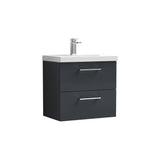 Aquarius Bathrooms Wall Mounted Vanity Unit Aquarius Brisbane 600mm Wall Hung 2 Drawer Vanity Unit with 1 Tap Hole Mid Edge Basin