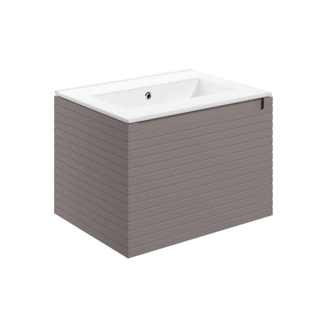 Aquarius Bathrooms Wall Mounted Vanity Unit Matt Taupe / 0 Tap Hole Thin Edge Ceramic Basin Aquarius Contour 615mm Wall Mounted One Drawer Vanity Unit with Basin