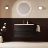 Crosswater Wall Mounted Vanity Unit 1000mm / American Walnut / Ice White Basin - 1 Tap Hole Crosswater Svelte Wall Hung Vanity Unit with Basin