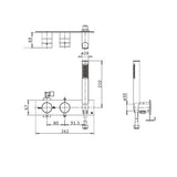 Crosswater Concealed Shower Valve Crosswater MPRO 2 Outlet, 2 Handle Horizontal Concealed Thermostatic Shower Valve with Handset