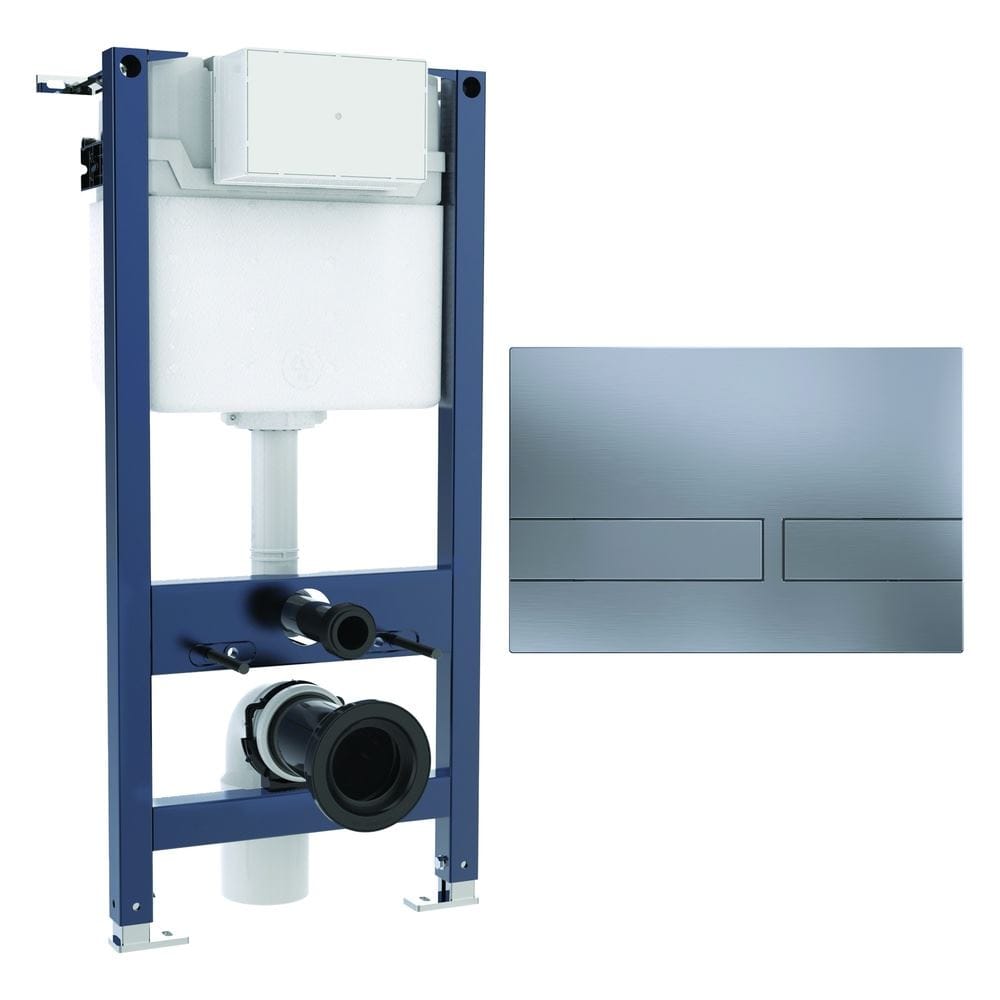 Crosswater Wall Hung WC Frame Venue Plate in Brushed Nickel Crosswater 0.98m Dual Flush WC Support Frame Set with Flush Plate