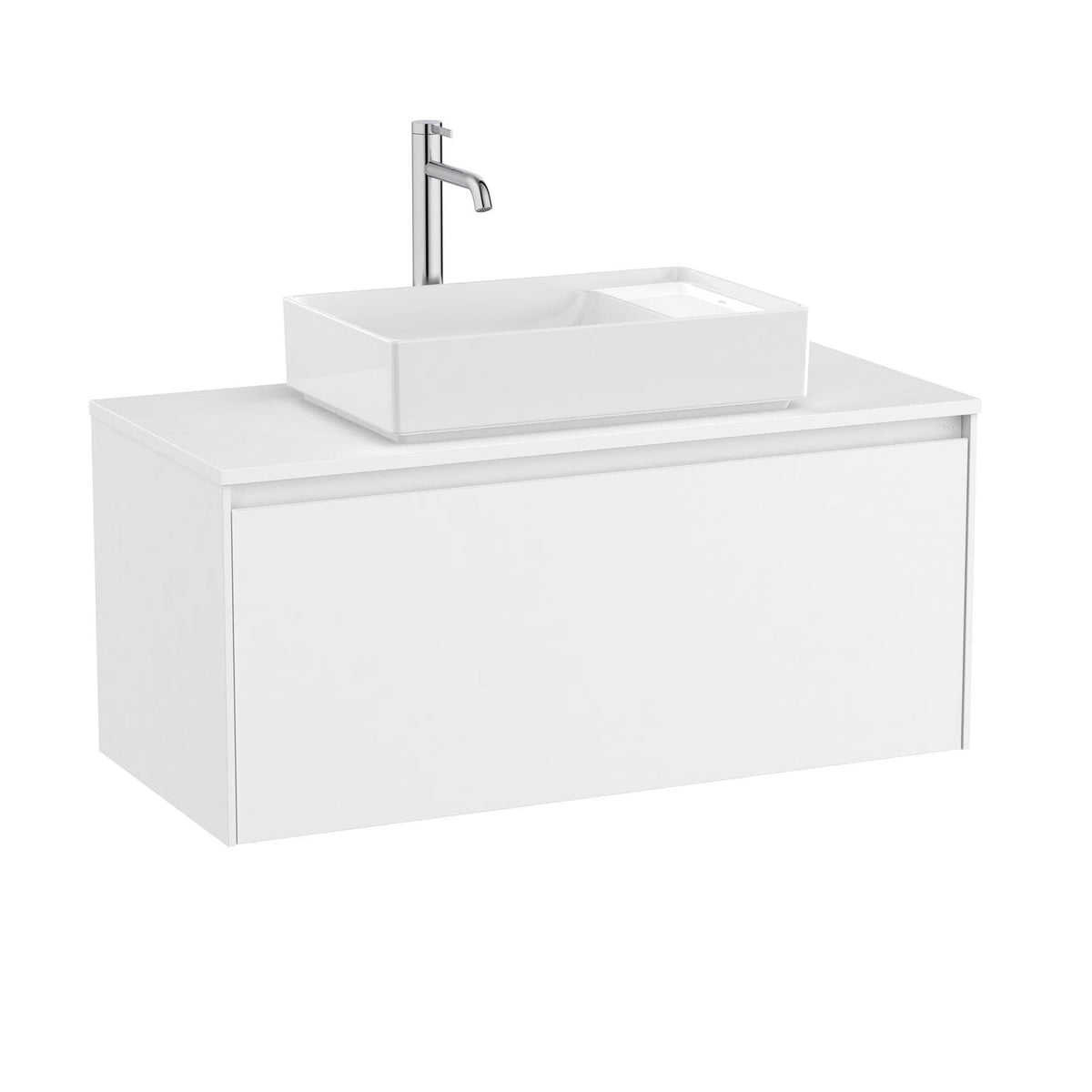 Roca Wall Mounted Vanity Unit Matt White Roca Ona 1000mm Wall Mounted One Drawer Vanity Unit with Countertop
