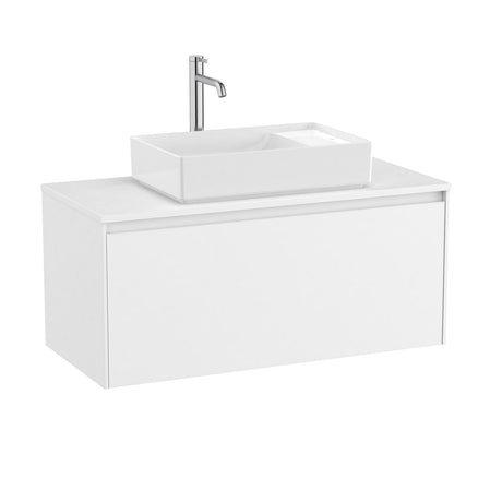 Roca Wall Mounted Vanity Unit Matt White Roca Ona 1000mm Wall Mounted One Drawer Vanity Unit with Countertop