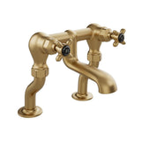 Vado Bath Mixer Brushed Brass/Black Booth & Co. Axbridge Crosshead Bath Filler Tap
