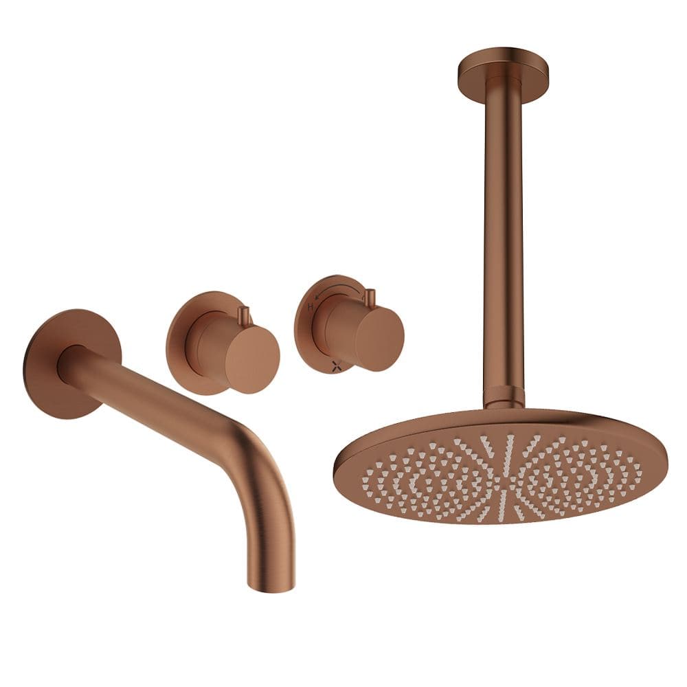 UK Bathroom Store Concealed Shower Set Crosswater Module Shower Set 3 with Fixed Overhead Shower and Bath Spout