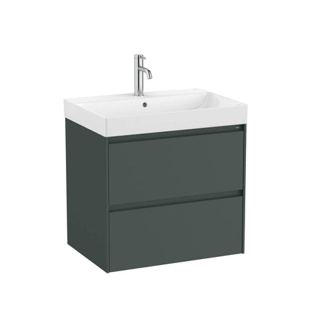 Roca Wall Mounted Vanity Unit Matt Green Roca Ona 650mm Wall Mounted Two Drawer Vanity Unit with Basin