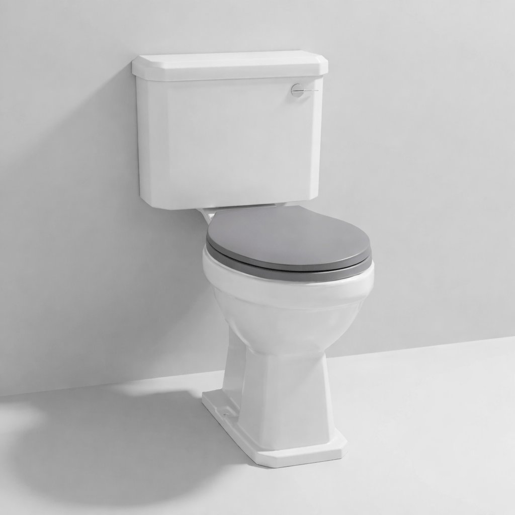 Aquarius Bathrooms Close Coupled Toilet Grey Wooden Aquarius Harewood Traditional Close Coupled Toilet with Soft Close Seat