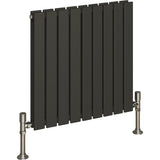 Aquarius Bathrooms Panel Radiator 600 x630mm / Anthracite Aquarius Flat Double Horizontal Panel Radiator