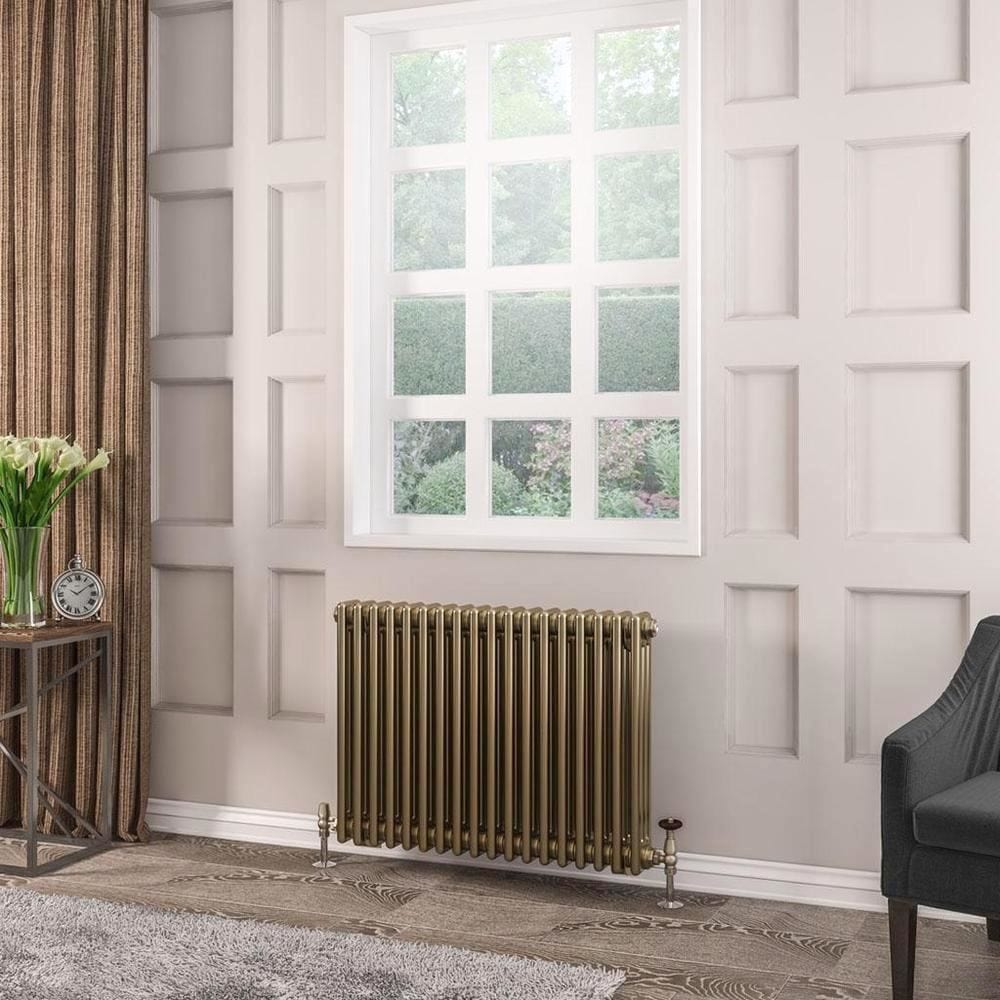 Eastbrook Column Radiator 600 x 833 / Dual Fuel Eastbrook Rivassa Traditional 3 Column Radiator in Bronze Effect