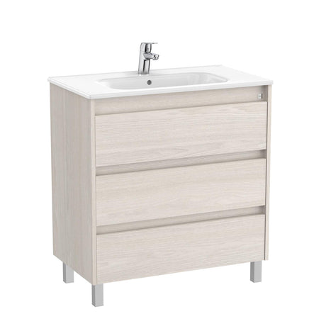 Roca Floor Standing Vanity Unit Nordic Ash Roca Tenet 800mm Floor Standing Three Drawer Vanity Unit with Basin