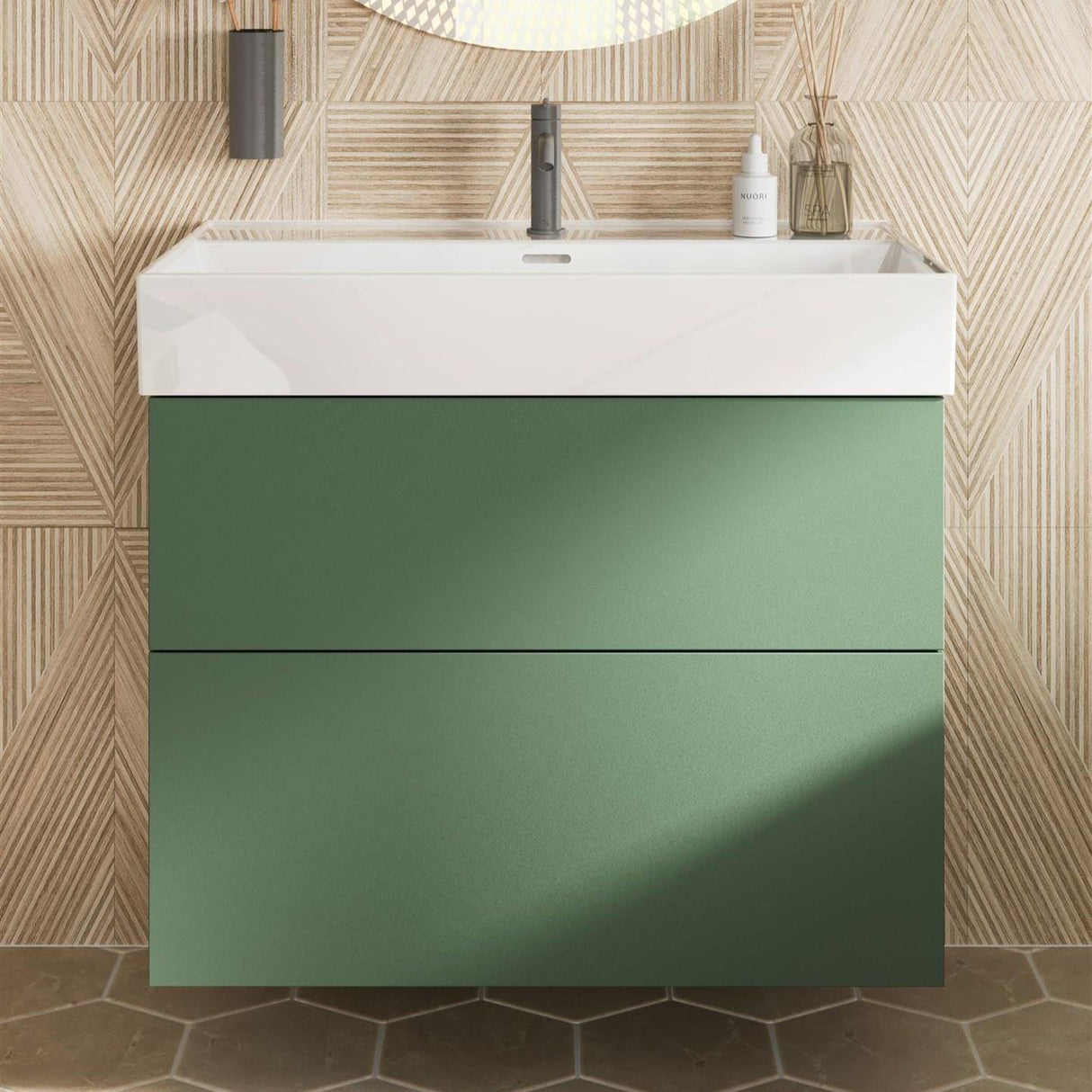 Crosswater Wall Mounted Vanity Unit Crosswater Avenue 800mm Two Drawer Wall Mounted Vanity Unit with Basin