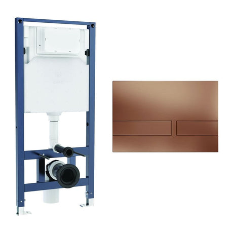 Crosswater Wall Hung WC Frame Venue Plate in Brushed Bronze Crosswater 1.12m Dual Flush WC Support Frame Set with Flush Plate