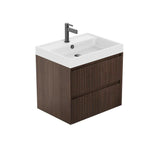 Vado Wall Mounted Vanity Unit Vado Groove Fluted Wall Mounted Two Drawer Vanity Unit with Basin