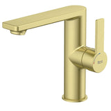 Roca Mono Basin Tap Brushed Brass Roca Targa Basin Mixer with Lateral Handle and Cold Start