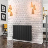 Eastbrook Panel Radiator 600 x 850 / Electric Only Eastbrook Guardia Straight Horizontal Aluminium in Matt Black