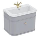 Burlington Wall Mounted Vanity Unit Classic Grey / Ceramic Basin - 1 Tap Hole / Gold Burlington Chalfont 750mm Wall Mounted Single Drawer Vanity Unit with Basin