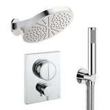 UK Bathroom Store Concealed Shower Set Chrome Crosswater Crossbox Push Shower Set 6 - 2 Outlet with Revive Steel Overhead Shower and Pencil Handset