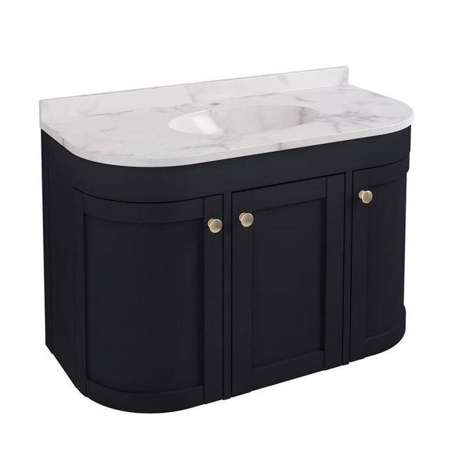 Eastbrook Wall Mounted Vanity Unit Matt Anthracite / White Quartz Eastbrook Hardwick Traditional 900mm Wall Hung Vanity Unit with Basin