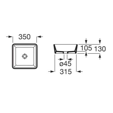 Roca Countertop Basin Roca Optica  Square Countertop Basin