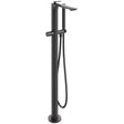 Clearwater Freestanding Bath Filler Matt Black Clearwater Huck Floor Standing Bath Shower Mixer with Shower Kit