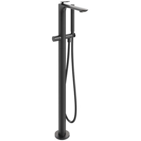Clearwater Freestanding Bath Filler Matt Black Clearwater Huck Floor Standing Bath Shower Mixer with Shower Kit