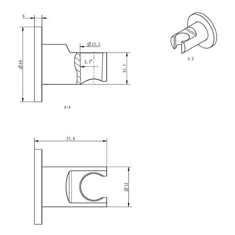 Eastbrook Shower Brackets and Outlets Eastbrook Round Shower Holder in Chrome