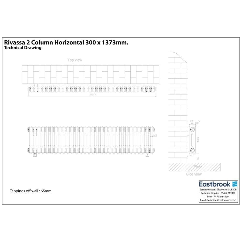 Eastbrook Column Radiator Eastbrook Rivassa Traditional 2 Column Radiator in Matt Black