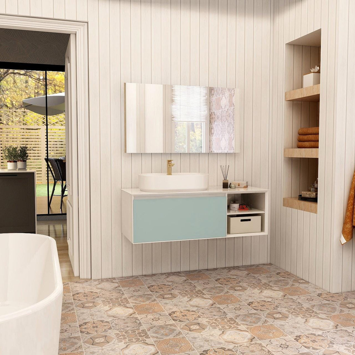 Imex Wall Mounted Vanity Unit Imex Essence Wall Mounted 1200mm Single Drawer Vanity Unit with Worktop and  1 Tap Hole Basin