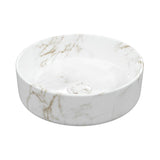 Aquarius Bathrooms Countertop Basin Aquarius V-Series 2 Round 355mm Ceramic Marble Effect Countertop Basin with Waste