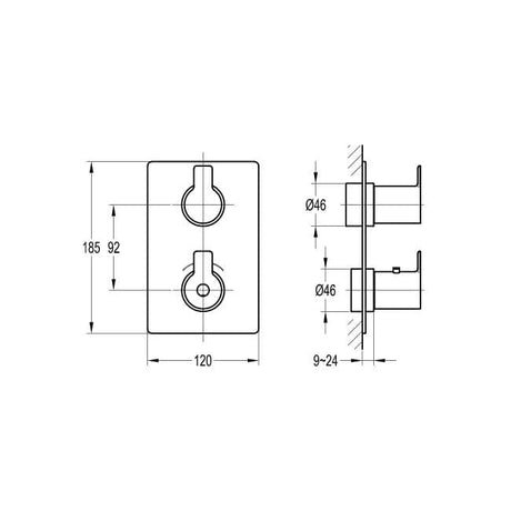 Flova Concealed Shower Valve Flova Spring 1, 2 or 3 Outlet SlimBOX Finishing Set in Diamond Chrome