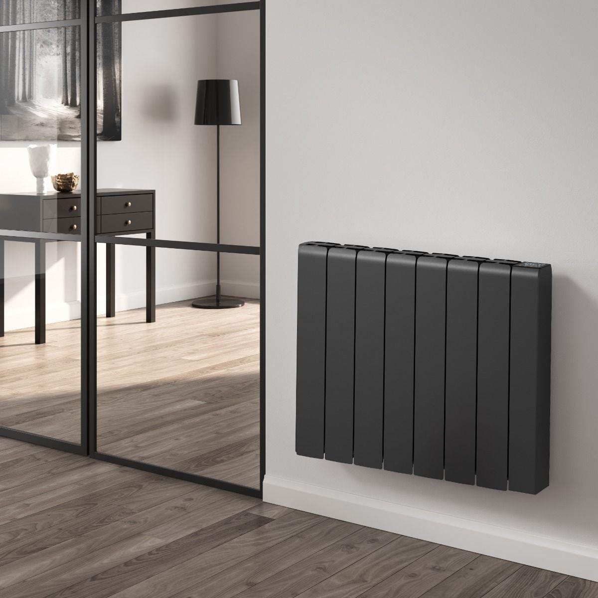 Reina Panel Radiator 570 x 720mm / Black Reina Aron Electric Radiator with Ceramic Core and Wi-Fi Enabled LCD Display