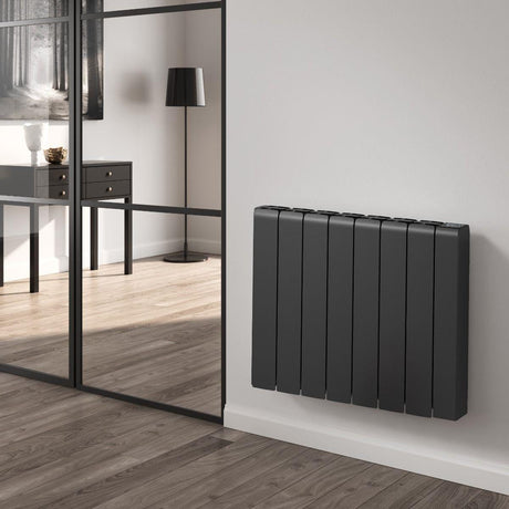 Reina Panel Radiator 570 x 720mm / Black Reina Aron Electric Radiator with Ceramic Core and Wi-Fi Enabled LCD Display