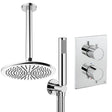 UK Bathroom Store Concealed Shower Set Chrome / Ceiling Arm / 300mm Crosswater Crossbox Shower Set 3 - 2 Outlet with Pencil Handset and Fixed Overhead Shower