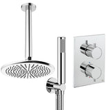 UK Bathroom Store Concealed Shower Set Chrome / Ceiling Arm / 300mm Crosswater Crossbox Shower Set 3 - 2 Outlet with Pencil Handset and Fixed Overhead Shower