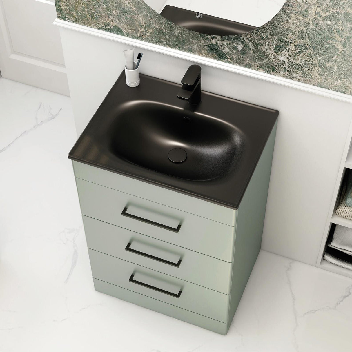 Imex Floor Standing Vanity Unit Imex Croma Floor Standing Three Drawer 600mm Vanity Unit with 1 Tap Hole Basin