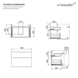 Crosswater Wall Mounted Vanity Unit Crosswater Glide II Wall Mounted Two Drawer Vanity Unit with Worktop
