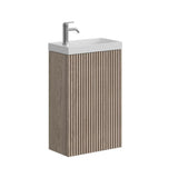 Crosswater Wall Mounted Vanity Unit Crosswater Limit 400mm Cloakroom Wall Mounted Single Door Vanity Unit in Modern Oak with 1 Tap Hole Basin
