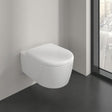 Villeroy & Boch Wall Hung Toilet Villeroy & Boch Skyla Round Wall Hung Rimless Toilet with Twist Flush and Soft Close Seat