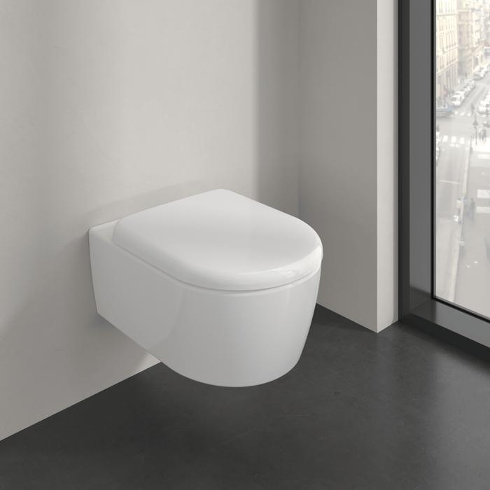 Villeroy & Boch Wall Hung Toilet Villeroy & Boch Skyla Round Wall Hung Rimless Toilet with Twist Flush and Soft Close Seat