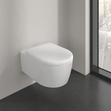 Villeroy & Boch Wall Hung Toilet Villeroy & Boch Skyla Round Wall Hung Rimless Toilet with Twist Flush and Soft Close Seat