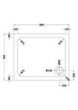 Aquarius Bathrooms Rectangle Shower Tray 900x760mm Aquarius Urbano Rectangular 45mm Stone Resin Shower Tray in White