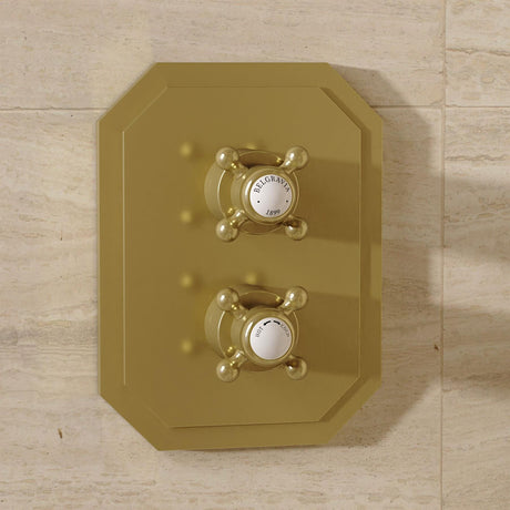 Crosswater Concealed Shower Valve Crosswater Belgravia Crossbox 2 Multi-Flow Outlet Trimset in Brushed Brass