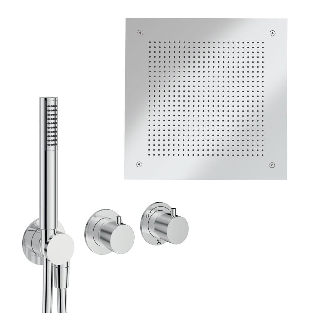 UK Bathroom Store Concealed Shower Set Chrome Crosswater Module Plus Shower Set 6 - 2 Outlet with Tranquil Recessed Shower Head and Pencil Handset