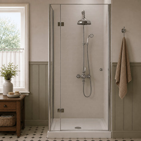 Aquarius Bathrooms Exposed Shower Set Aquarius Clarence Traditional Fixed Head Exposed Shower with Rigid Riser and Handset in Chrome